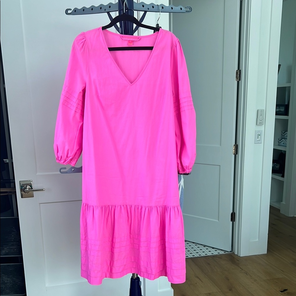 Lilly Pulitzer Pink Ruffled Tiered Sundress with Bishop Sleeves